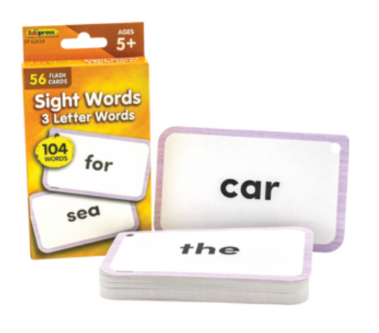 Sight Words Flash Cards - 3 Letter Words