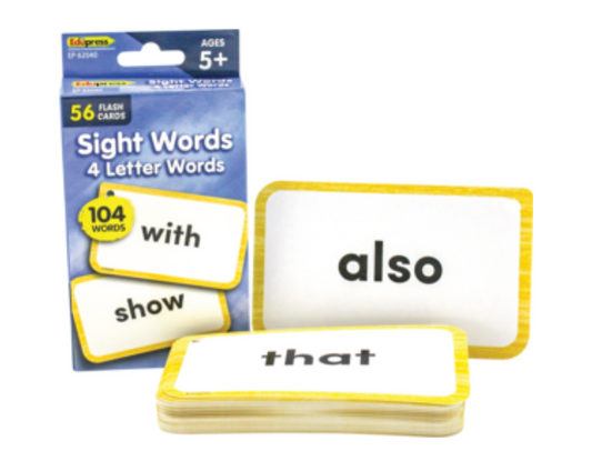 Sight Words Flash Cards - 4 Letter Words