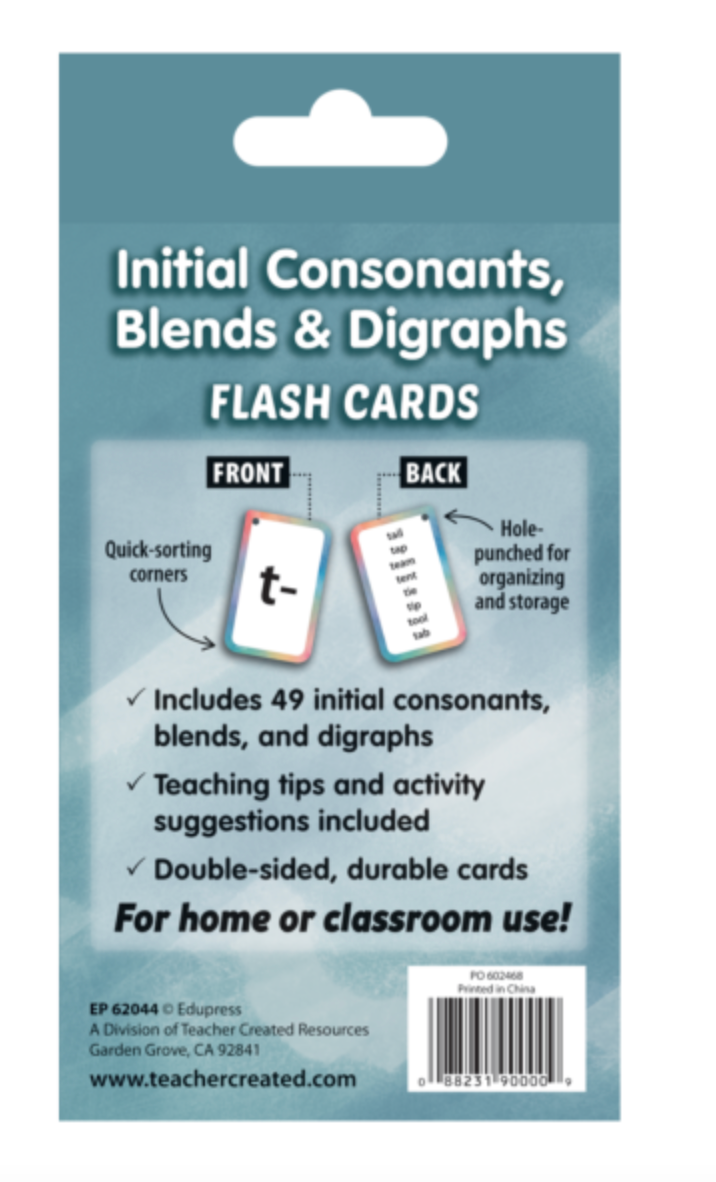 Initial Consonants, Blends & Digraphs Flash Cards