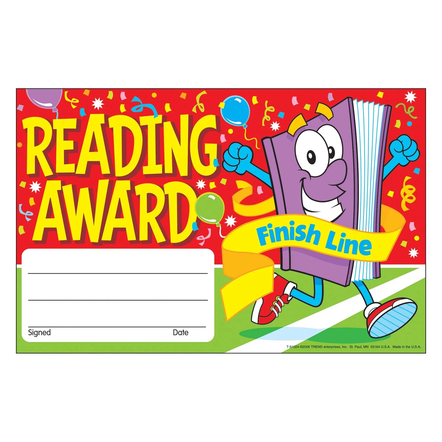 Reading Award Finish Line Recognition Awards