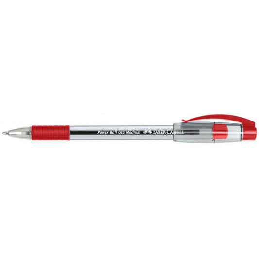 063 Power Ball Pens (Faber-Castell)- Mediumor Fine points Red ink