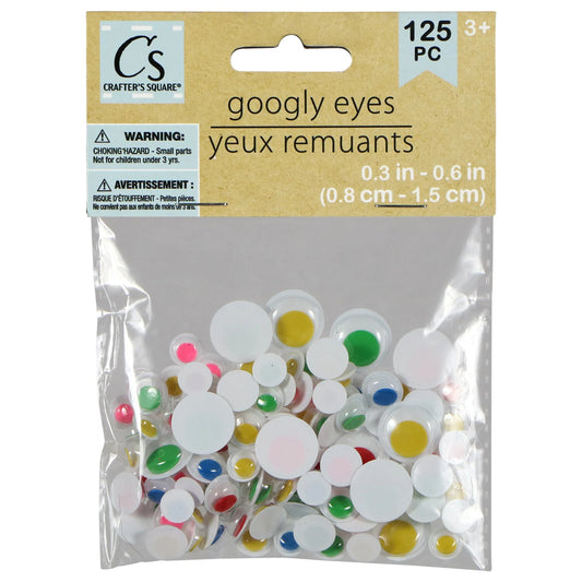 Crafter's Square Multi-Colored Plastic Googly Eyes, 125-ct. Packs
