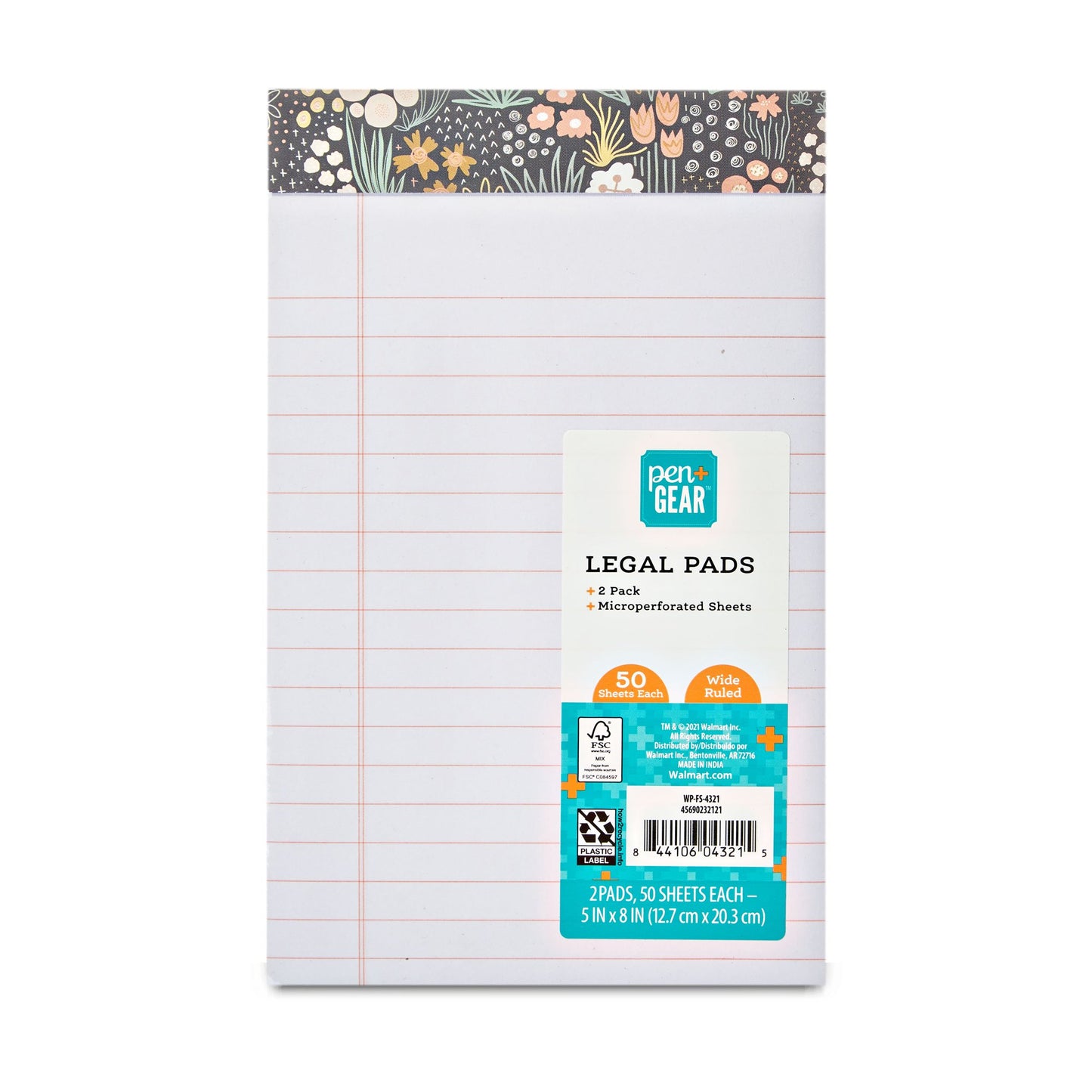 Fashion Junior Legal Pad 5" x 8", Wide Ruled, 50 Sheets of Paper Each, 2 Pack