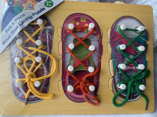 Wood Shoe Lacing Puzzle Pegs Real Wood Toys - Available 15/02/2370