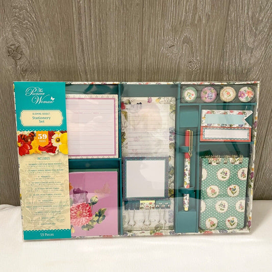 NEW! PIONEER WOMAN Blooming Bouquet 59 Pc Stationary Set List Pad Magnets Etc