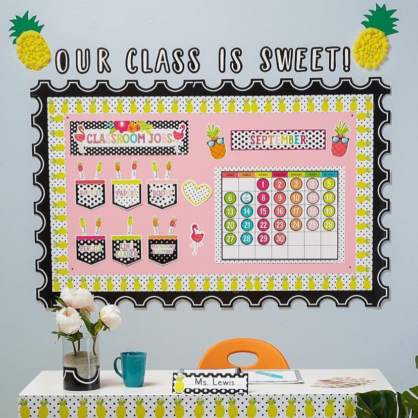 Simply Stylish Tropical Classroom Jobs Mini Bulletin Board Set